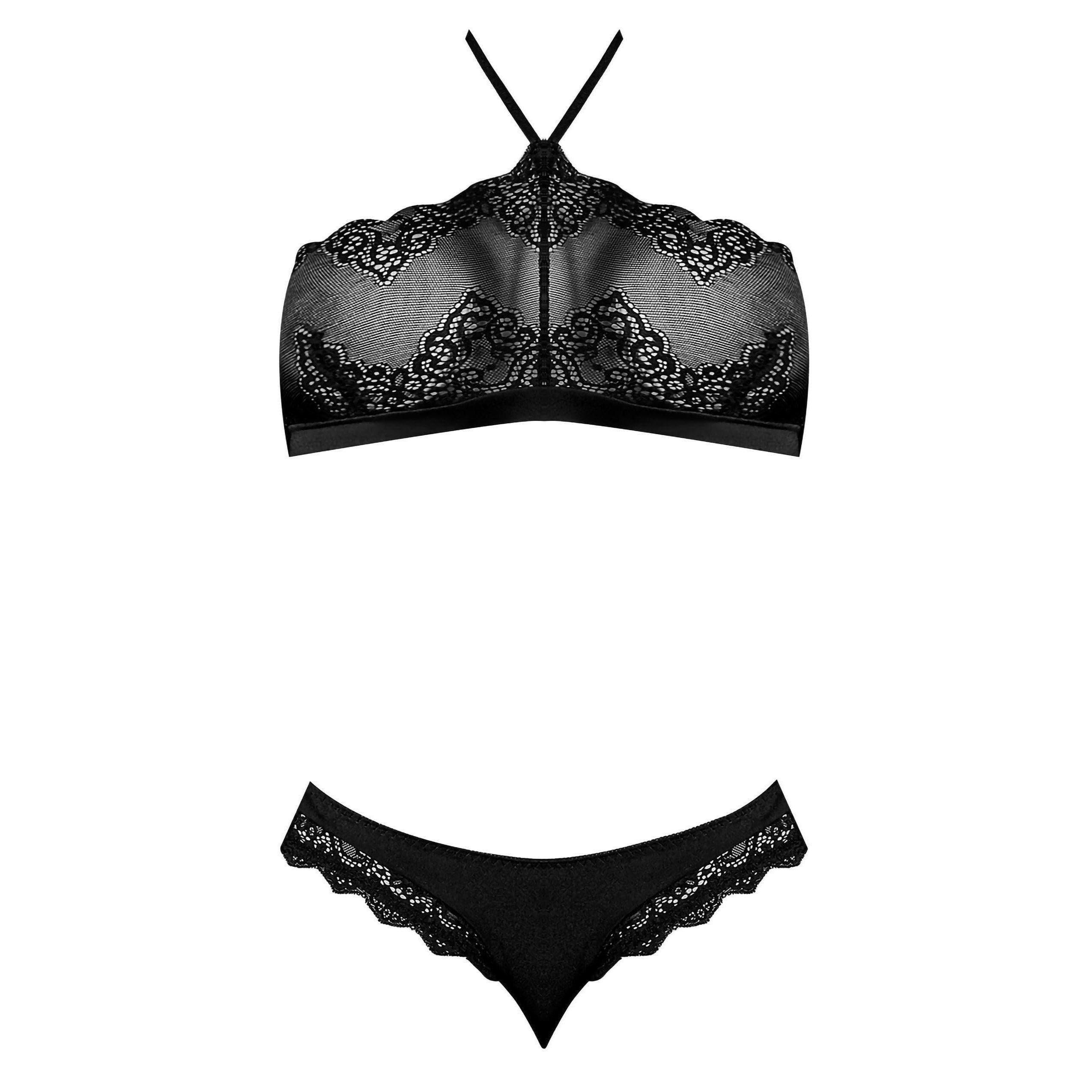 Magic Silk Sexy Time Halter Bandeau & Panty Set Black - Romantic Blessings