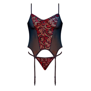 Magic Silk Sexy Time Merry Widow & G-String Black - Romantic Blessings