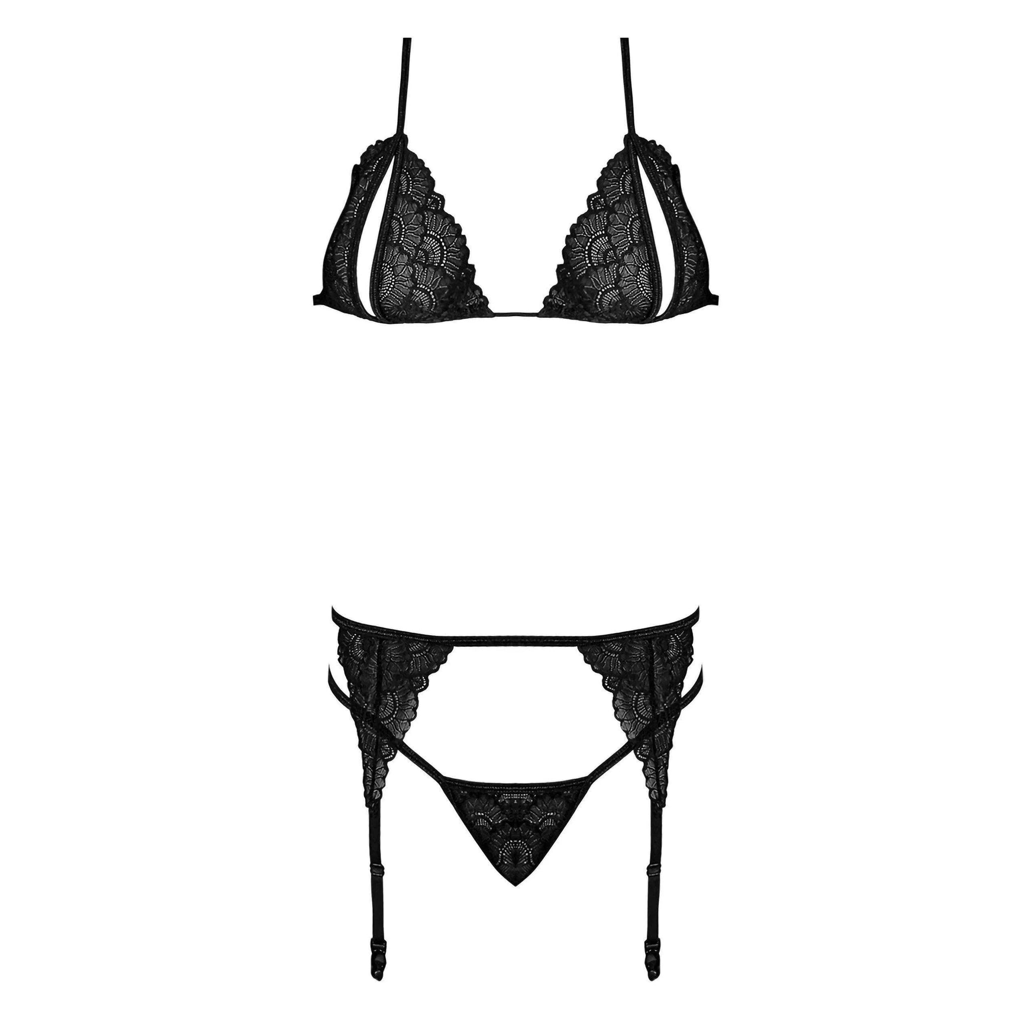 Magic Silk Sexy Time Peek-a-Boo Bra Garter & G-String Black - Romantic Blessings Magic Silk Sexy Time Peek-a-Boo Bra Garter & G-String Black - Romantic Blessings