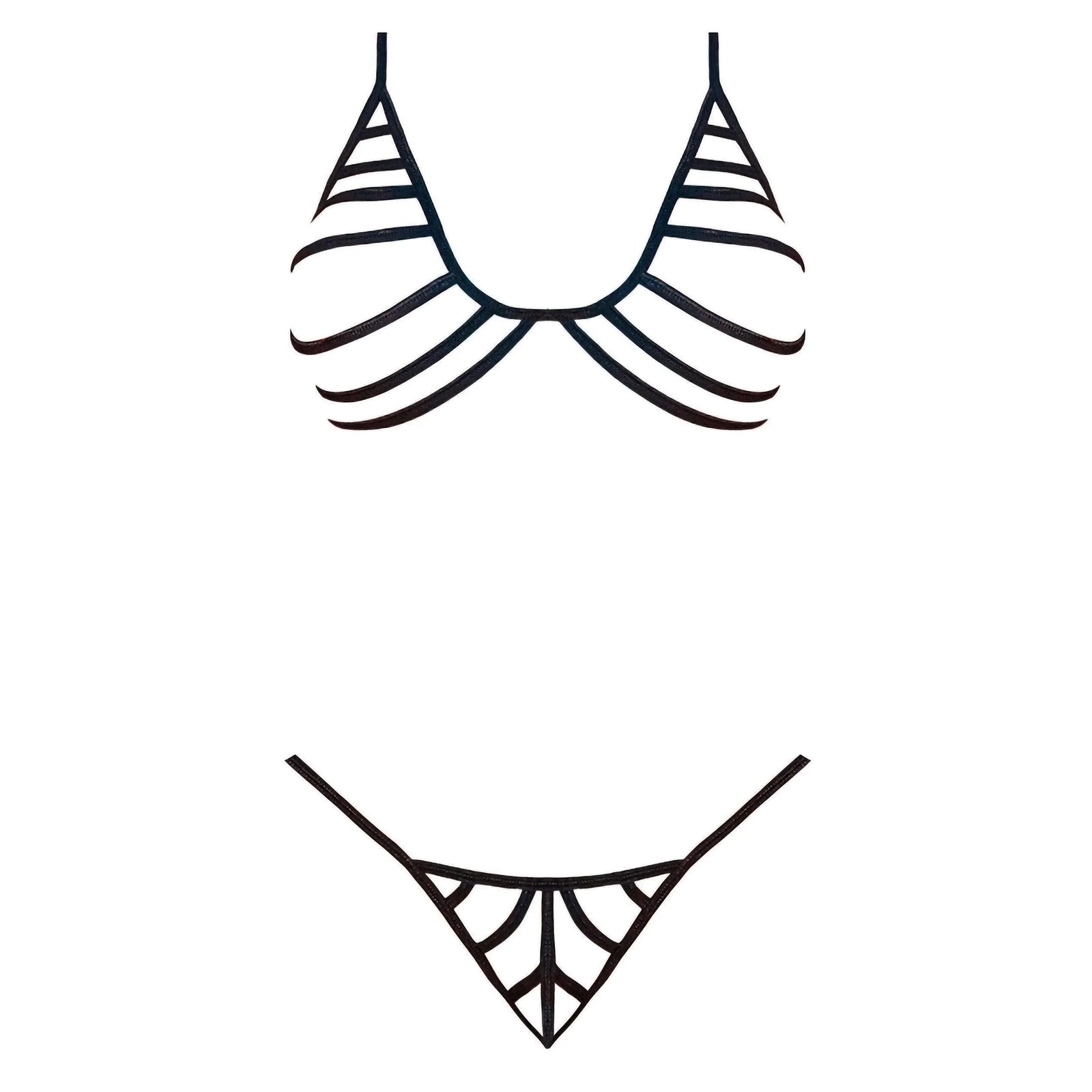 Magic Silk Sexy Time Strappy Bra & G-String Black - Romantic Blessings