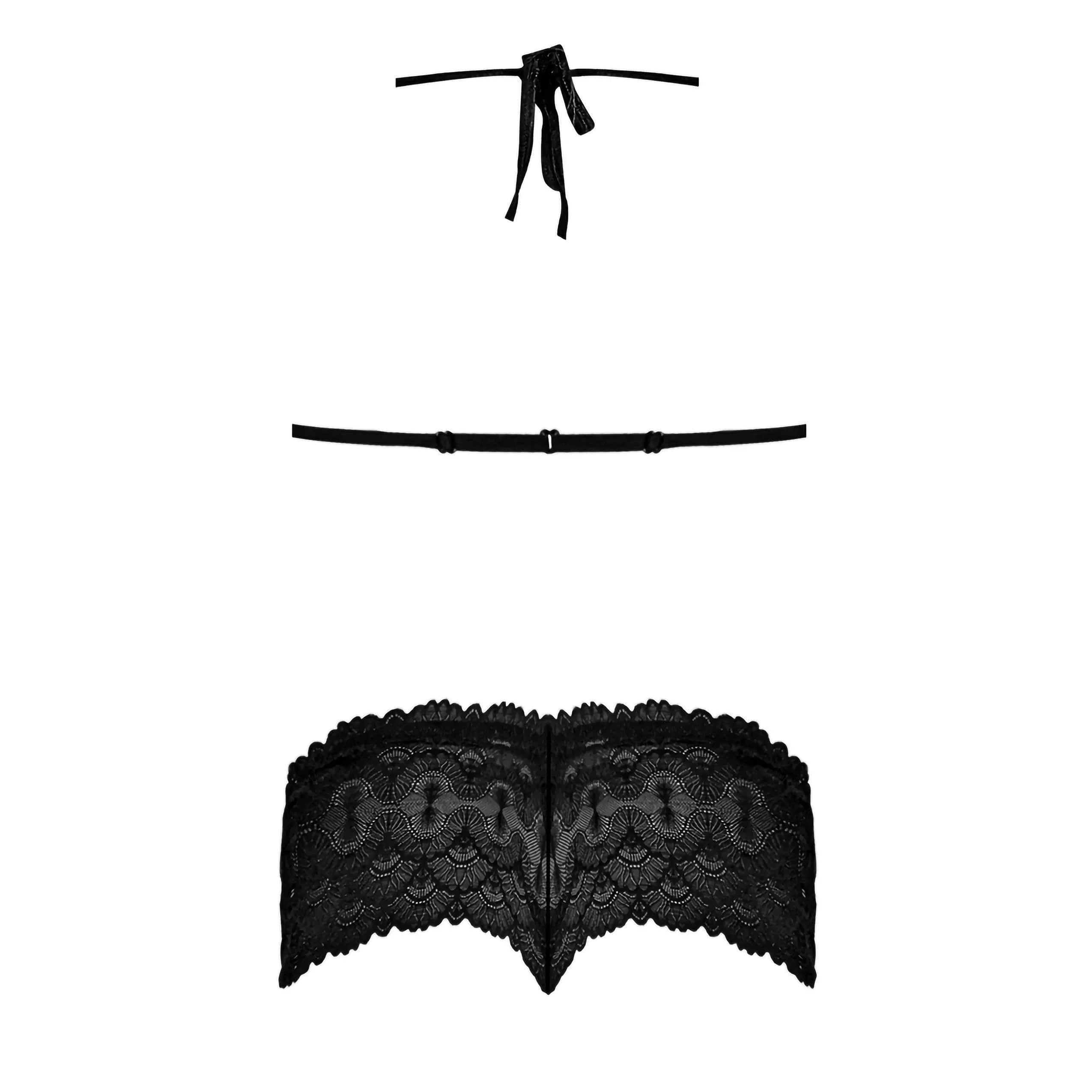 Magic Silk Sexy Time Triangle Bra & Cheeky Short Set Black - Romantic Blessings