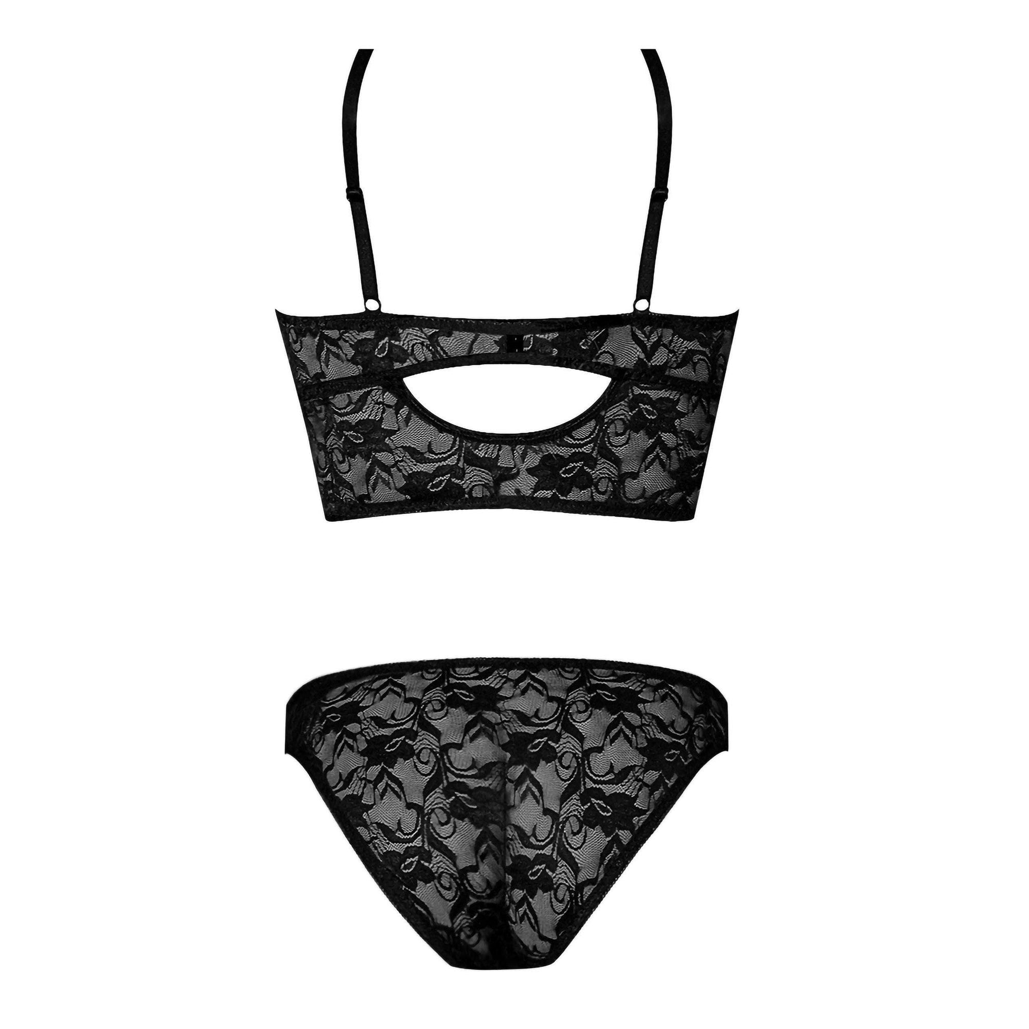 Magic Silk Sexy Time Underwire Bralette & Panty Set Black - Romantic Blessings