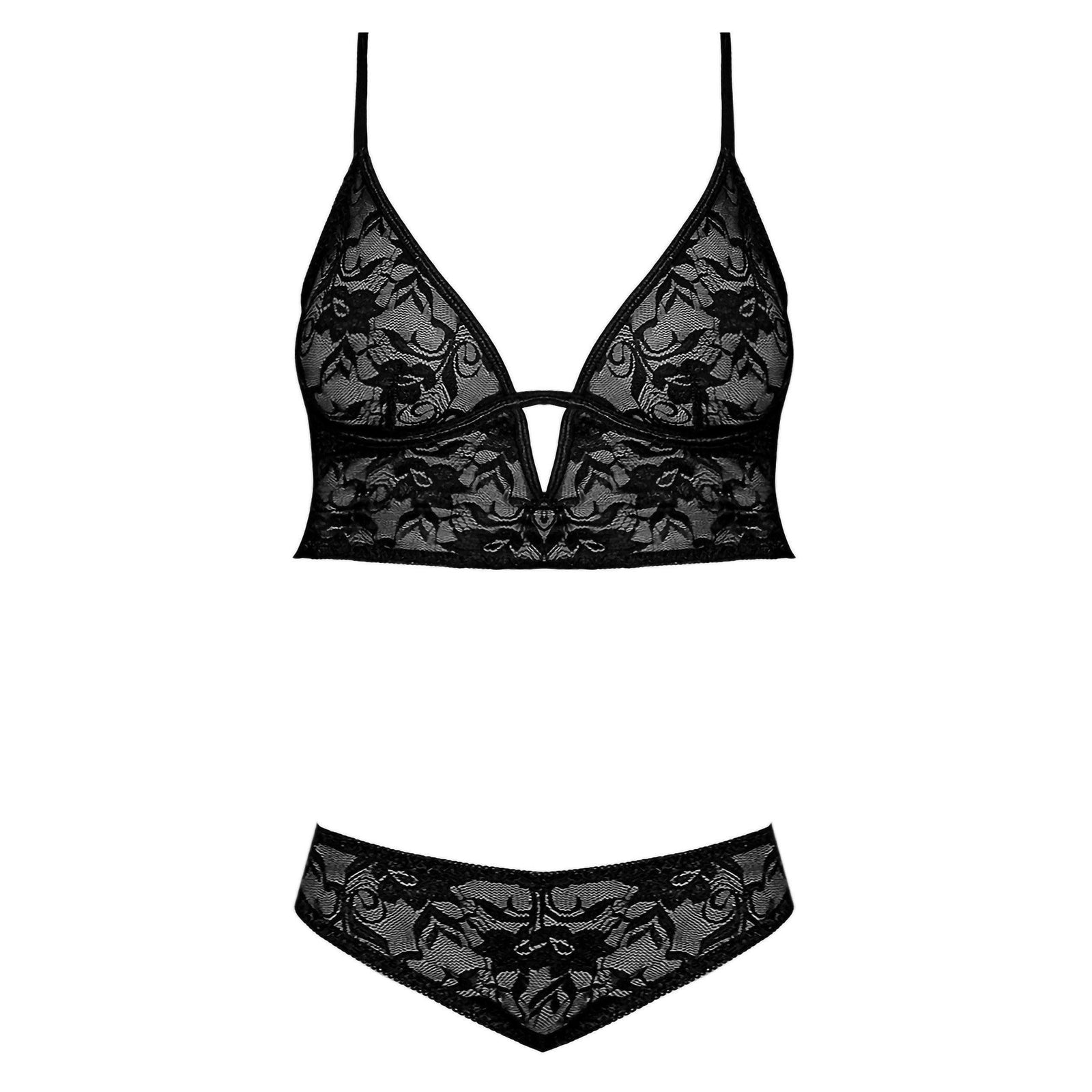 Magic Silk Sexy Time Underwire Bralette & Panty Set Black - Romantic Blessings
