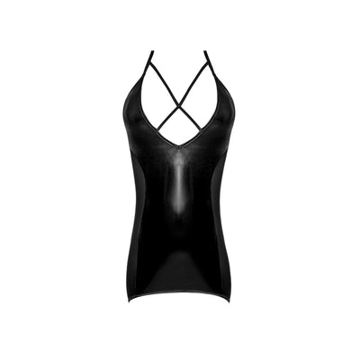 Magic Silk Wicked Ways Strappy Criss-Cross Chemise & G-String Set Black - Romantic Blessings