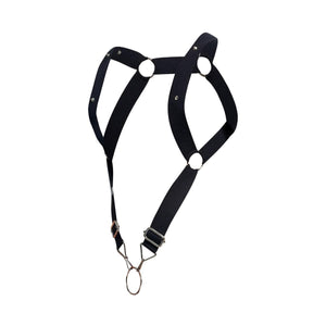 Male Basics Dungeon Straight Back Metal Penis Ring Harness Black - Romantic Blessings