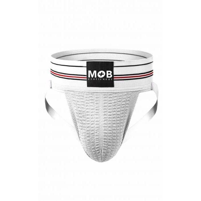 Male Basics Mob Classic Wide 3 Inch Waistband Jockstrap White - Romantic Blessings