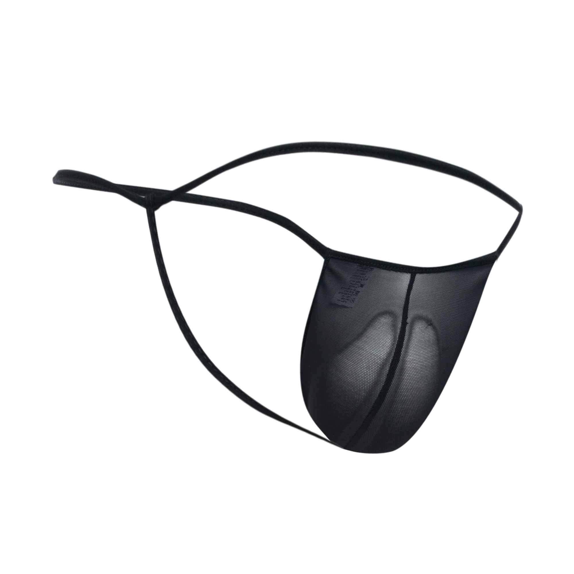 Male Basics Mob Tulle Front Pouch G-String T-Tong Black - Romantic Blessings
