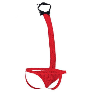 Male Basics Mob Tuxedo Lace Front Pouch Thong Red - Romantic Blessings