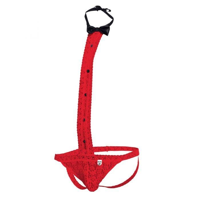 Male Basics Mob Tuxedo Lace Front Pouch Thong Red - Romantic Blessings