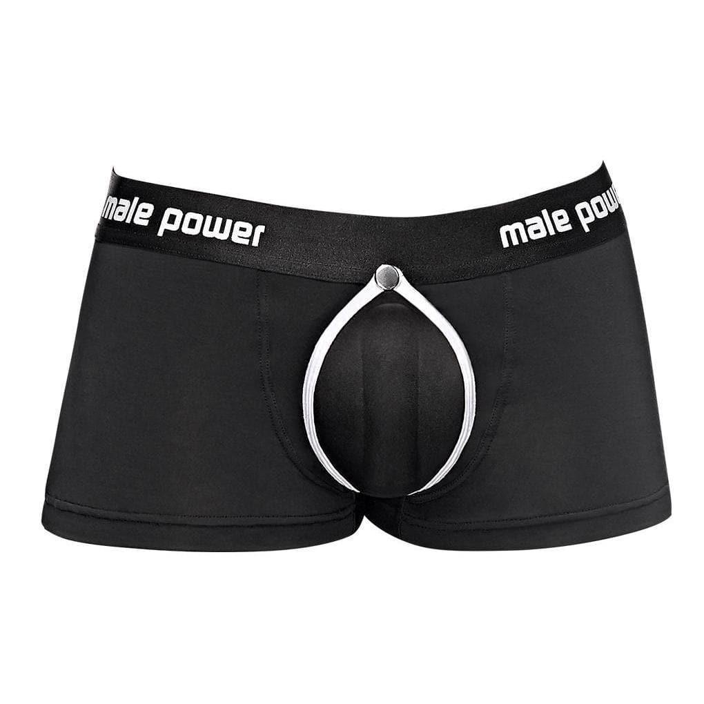 Male Power Easy Access Penis Cutout with Padded Pouch Shorts Black - Romantic Blessings