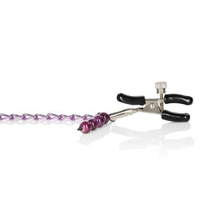 Nipple Play Clamps with Purple Chain and Matching Bead Navel Ring - Romantic Blessings