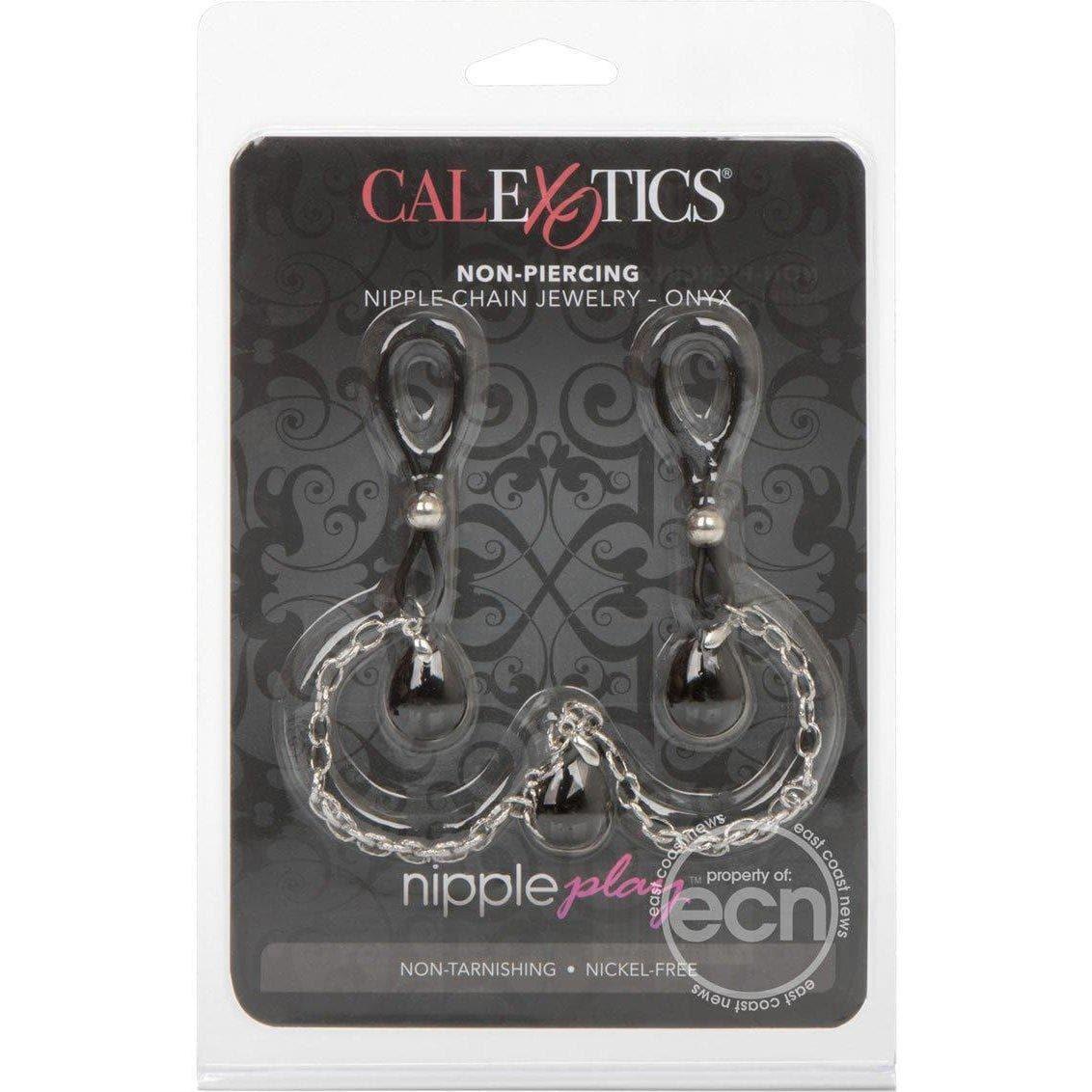 Nipple Play Non Piercing Adjustable Nipple Chain Jewelry with Trio of Teardrop Crystals - Romantic Blessings