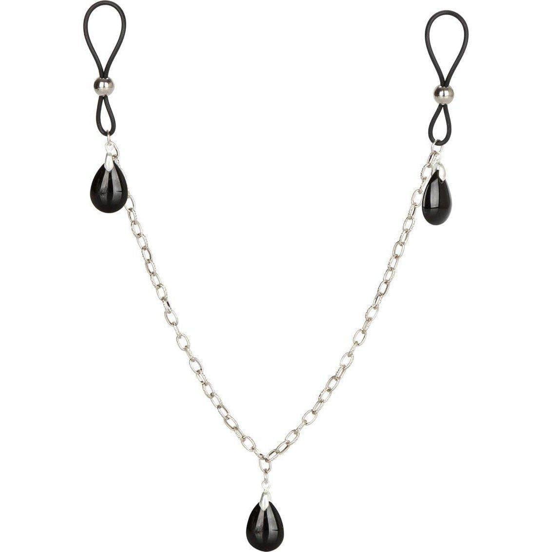 Nipple Play Non Piercing Adjustable Nipple Chain Jewelry with Trio of Teardrop Crystals - Romantic Blessings