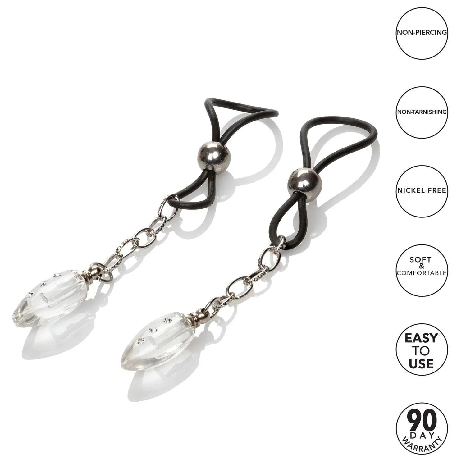 Nipple Play Non Piercing Nipple Jewelry Crystal Teardrop with Adjustable Slip Cinch - Romantic Blessings