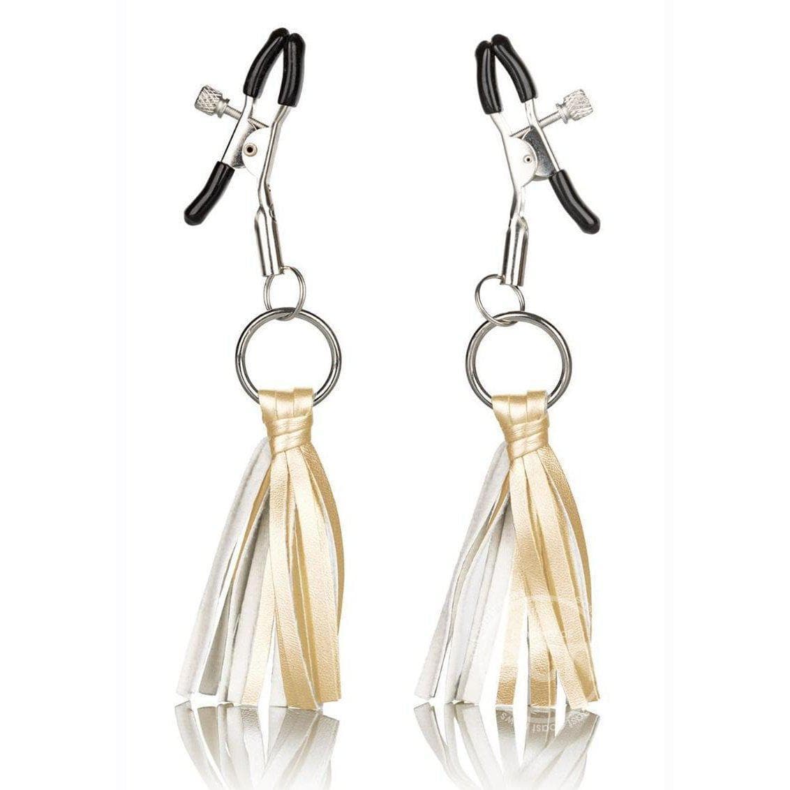 Nipple Play Playful Tassels Adjustable Nipple Clamp with Comfortable Pads - Romantic Blessings
