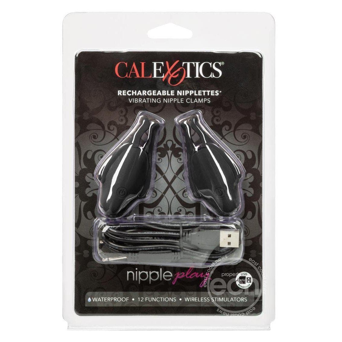 Nipply Play Rechargeable 12 Function Vibrating Nipplettes Clamps - Romantic Blessings