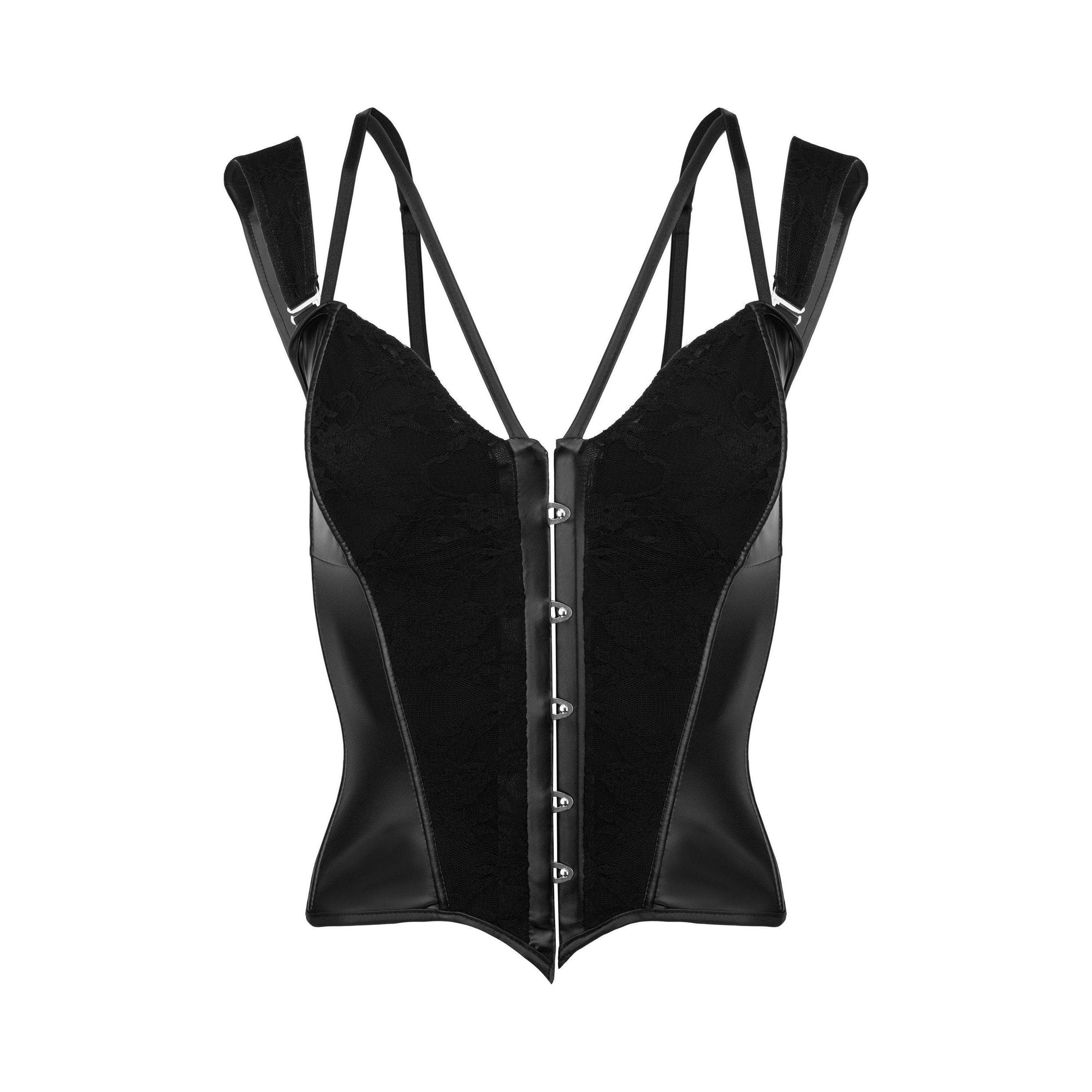 Noir Handmade Corset with Lace and Powerwetlook - Romantic Blessings