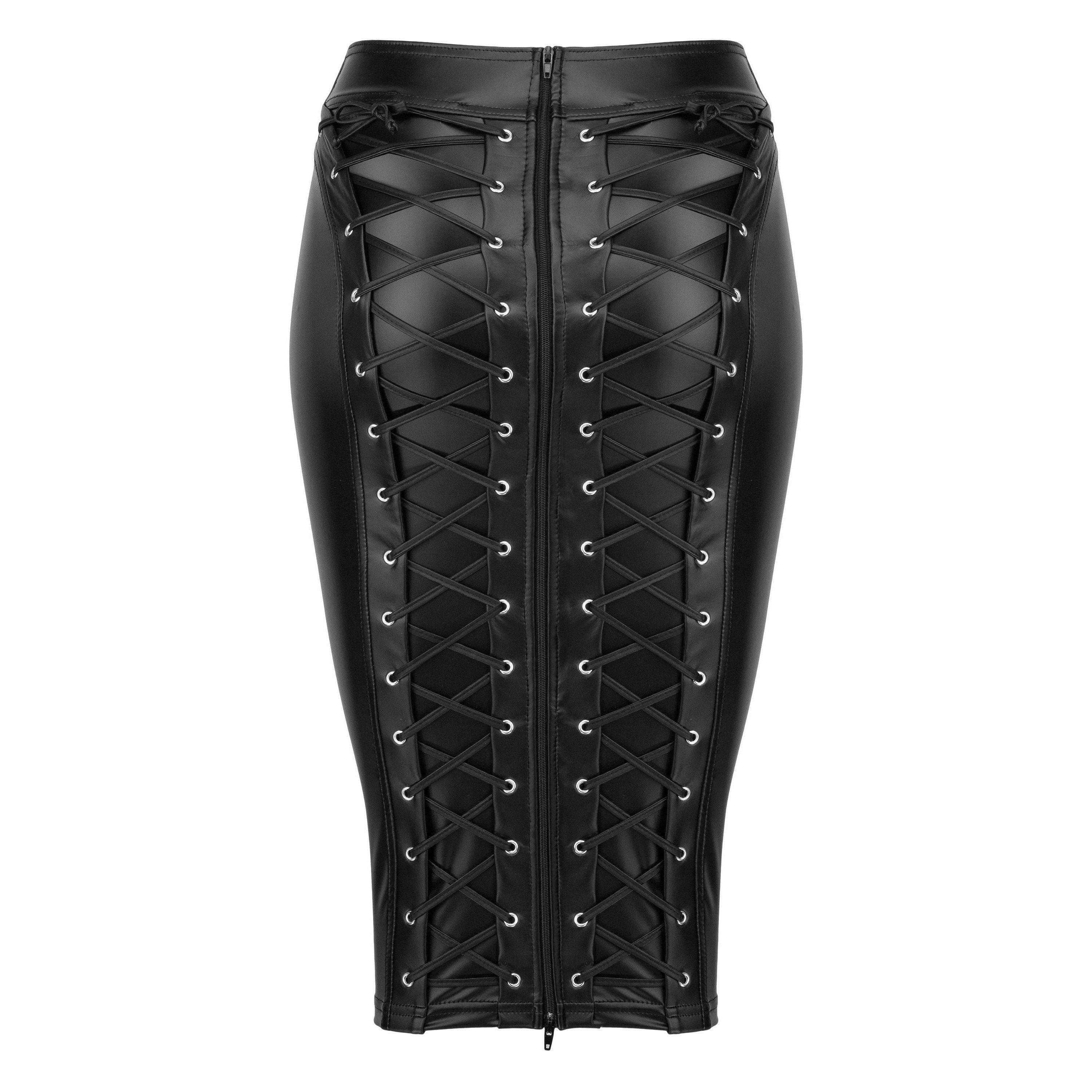 Noir Handmade Powerwetlook Pencil Skirt - Romantic Blessings
