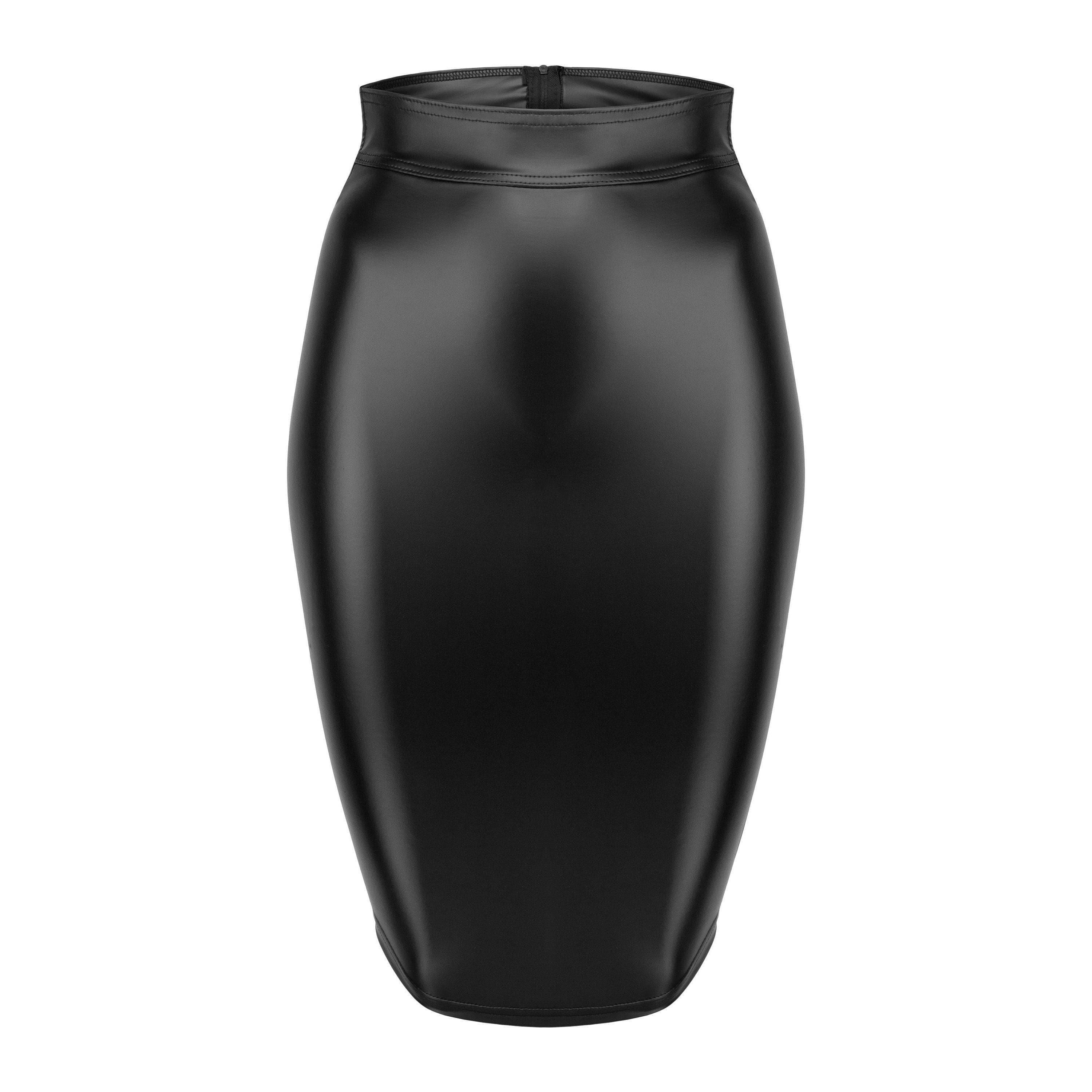 Noir Handmade Powerwetlook Pencil Skirt - Romantic Blessings