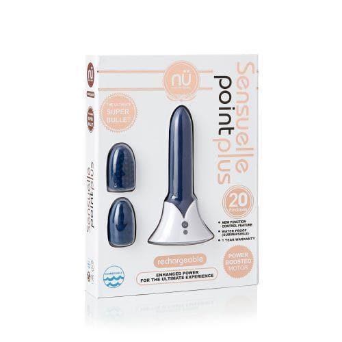 Nu Sensuelle Point Plus 20-Function Rechargeable Silicone Bullet Vibrator with Textured Tips - Romantic Blessings