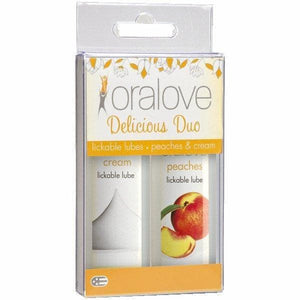 Oralove 2 Pack Lickable Water-Based Oral Sex Enhancement Peaches & Cream Lube 1 oz - Romantic Blessings