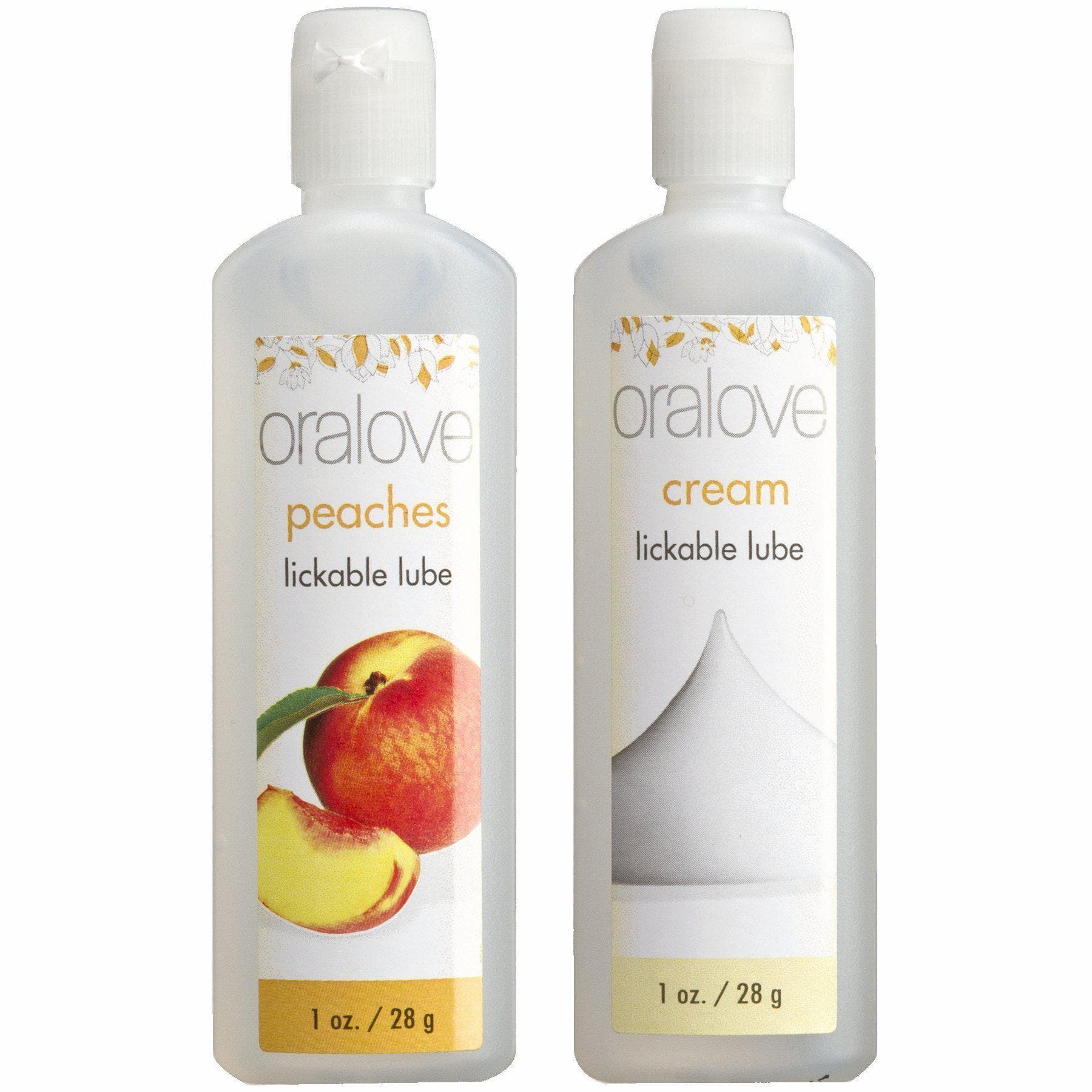 Oralove 2 Pack Lickable Water-Based Oral Sex Enhancement Peaches & Cream Lube 1 oz - Romantic Blessings
