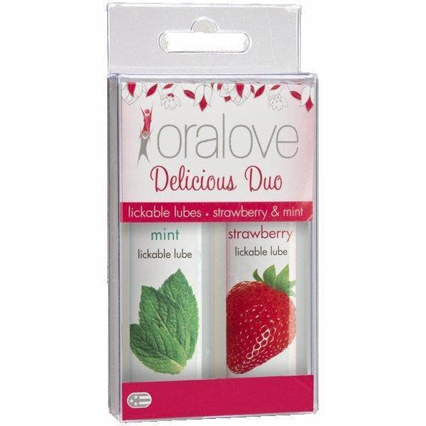 Oralove 2 Pack Lickable Water-Based Oral Sex Enhancement Strawberry & Mint Lube 1 oz - Romantic Blessings