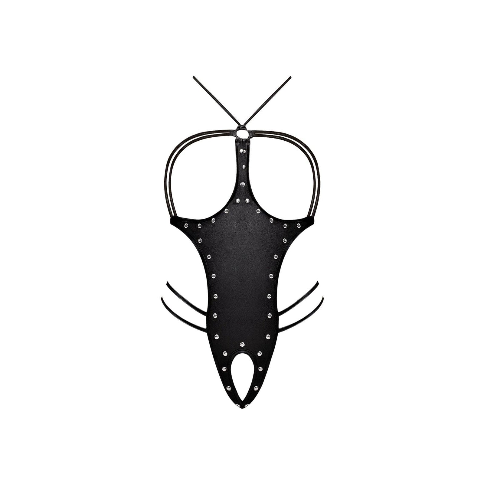 Magic Silk Medusa Leather Look One-Piece Open Cup Crotchless Teddy Black - Romantic Blessings