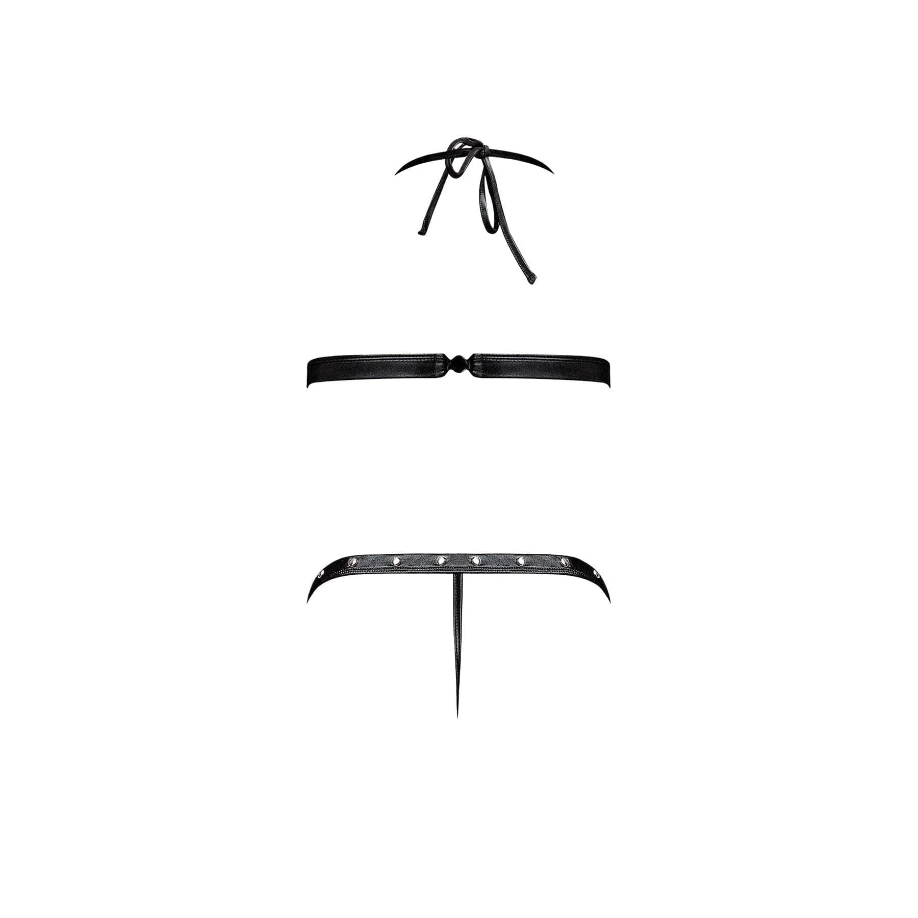 Magic Silk Lust Fetish Barbarella Leather Look Choker Teddy Black - Romantic Blessings