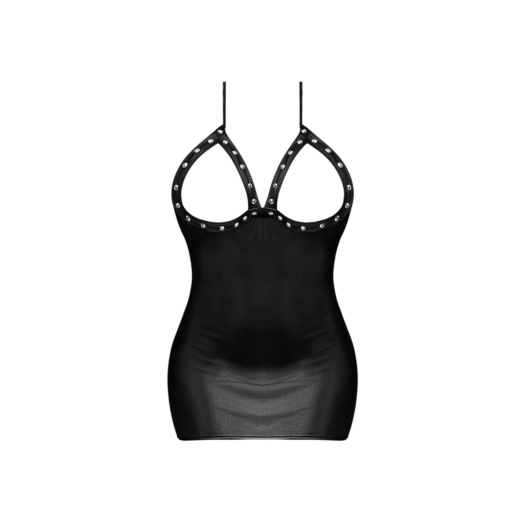 Magic Silk Lust Fetish Xena Leather Look Open Cup Mini Dress Black - Romantic Blessings