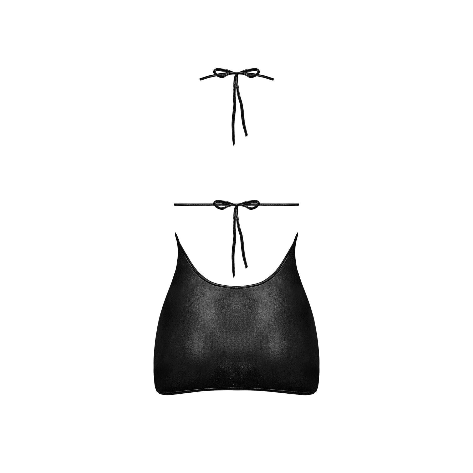 Magic Silk Lust Fetish Xena Leather Look Open Cup Mini Dress Black - Romantic Blessings