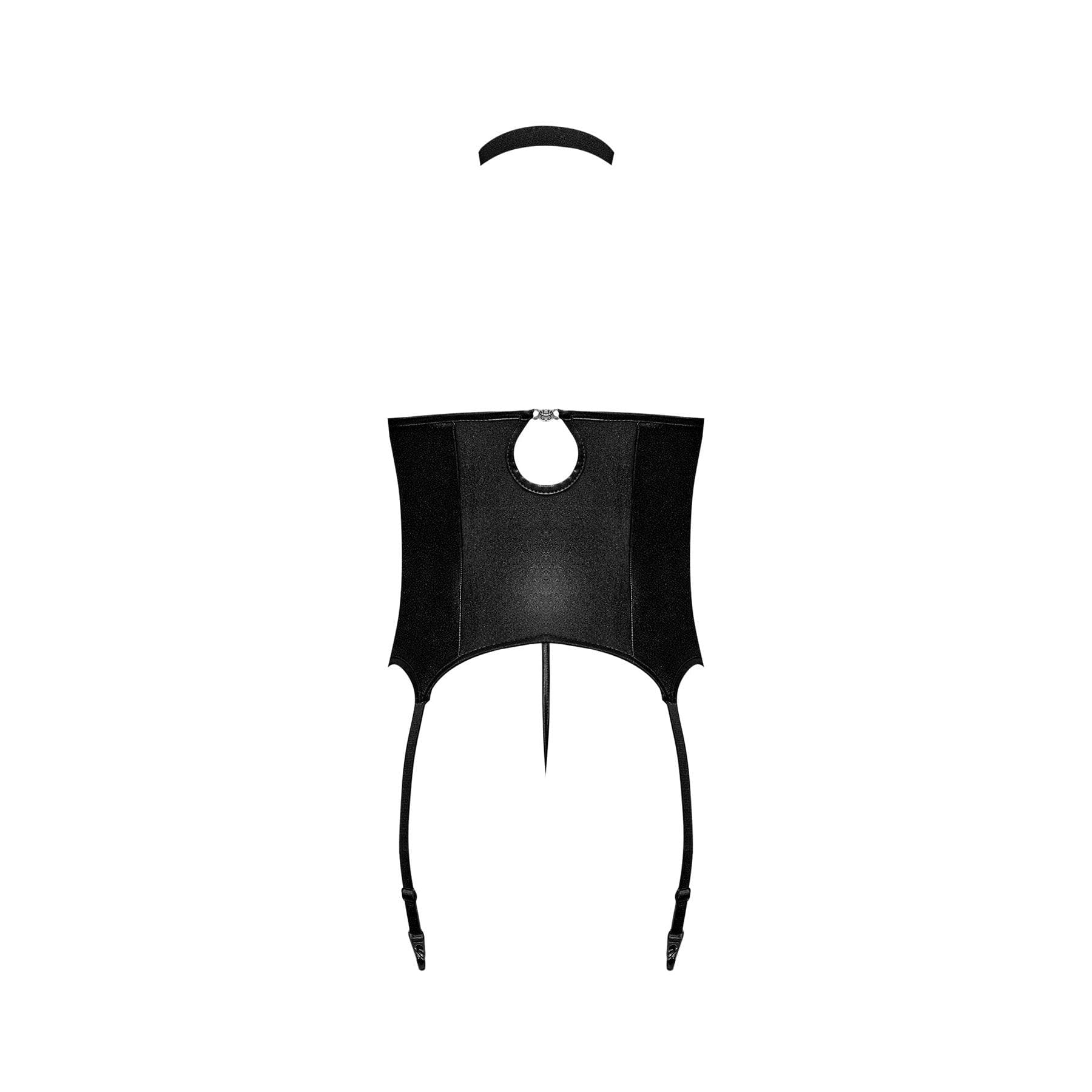 Magic Silk Lust Fetish Mistress Leather Look Open Cup Harness & G-String Black - Romantic Blessings