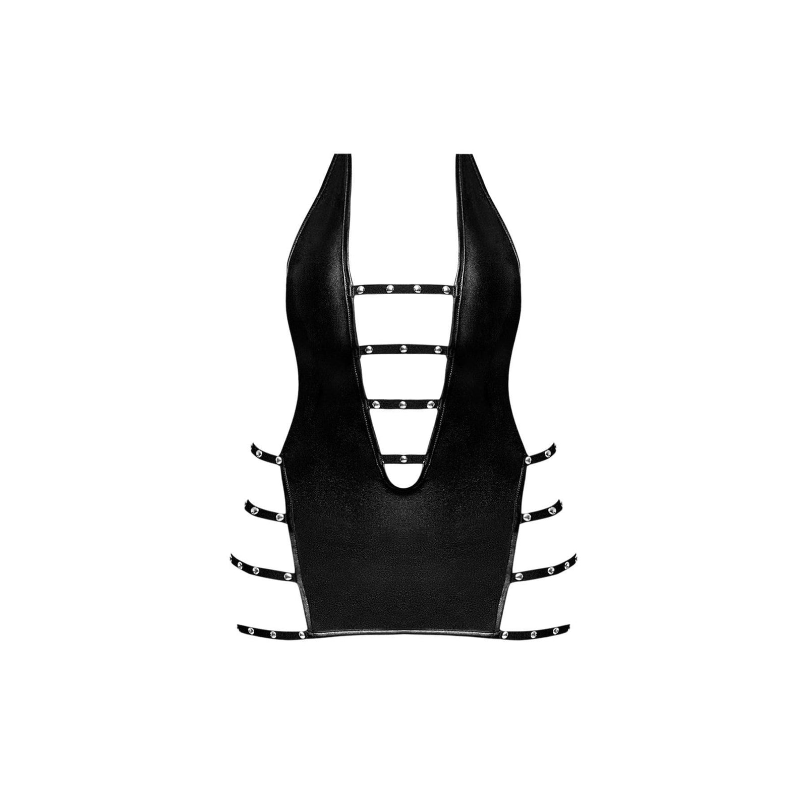 Magic Silk Lust Fetish Portia Leather Look Mini Dress Black - Romantic Blessings