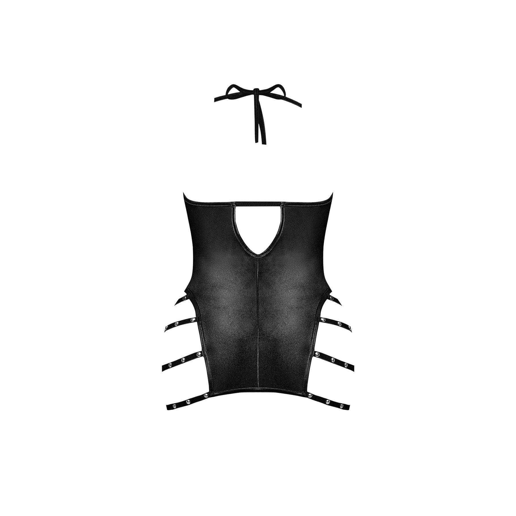 Magic Silk Lust Fetish Portia Leather Look Mini Dress Black - Romantic Blessings