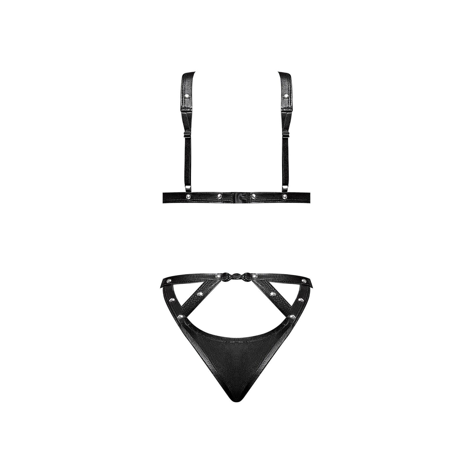 Magic Silk Lust Fetish Contessa Leather Look Cupless Teddy Bodysuit Black - Romantic Blessings