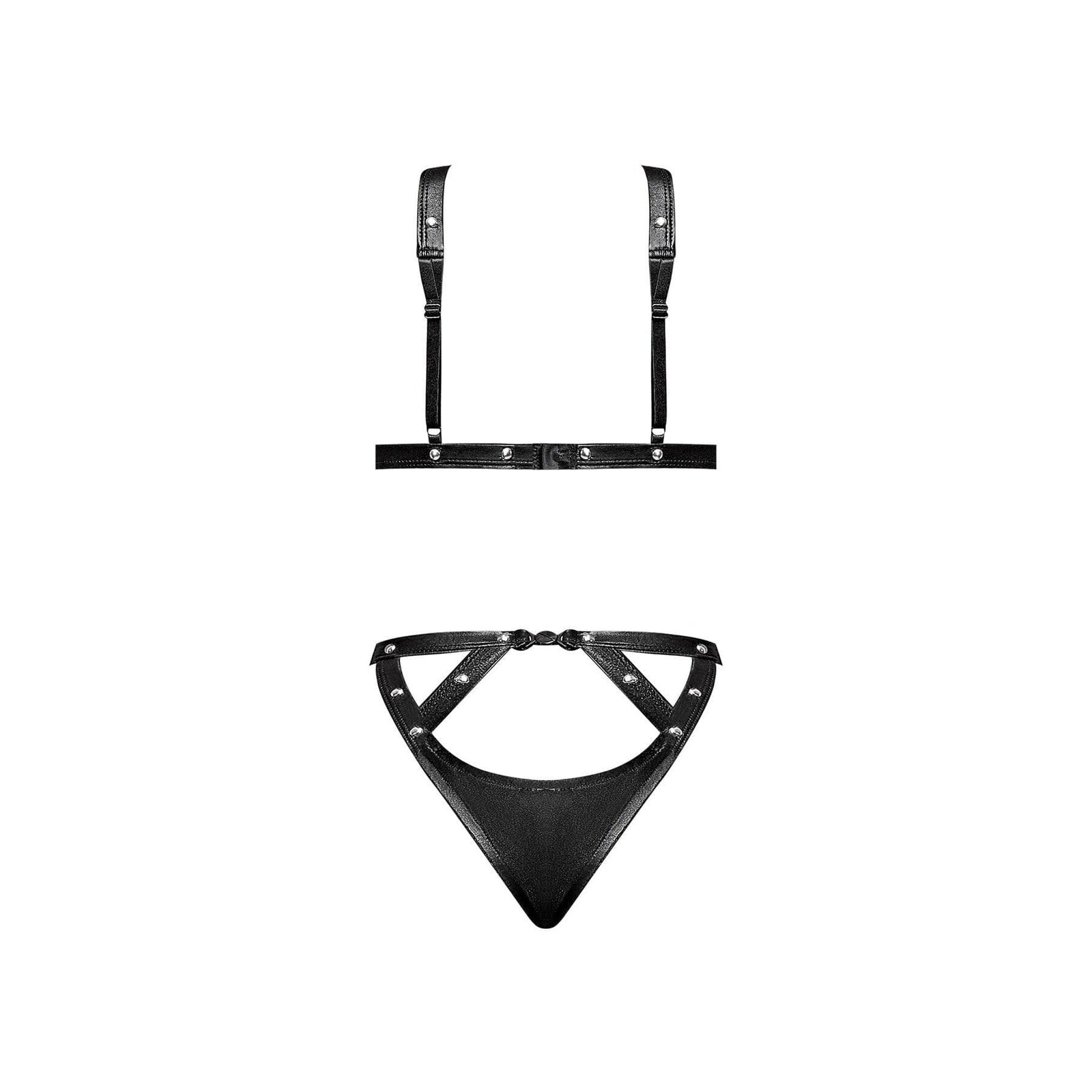 Magic Silk Lust Fetish Contessa Leather Look Cupless Teddy Bodysuit Black - Romantic Blessings