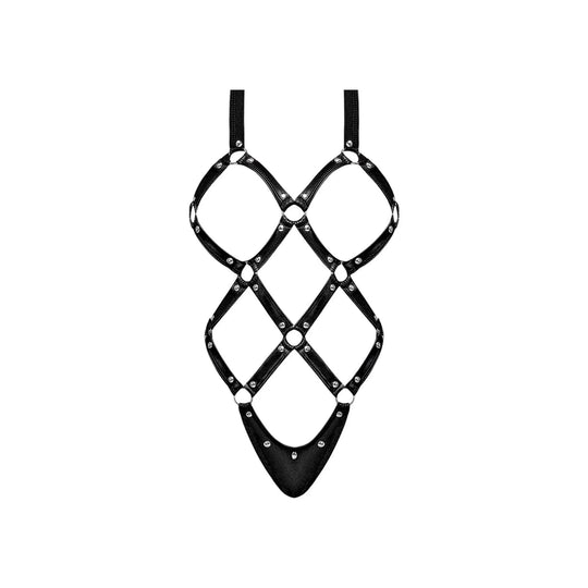 Magic Silk Lust Fetish Contessa Leather Look Cupless Teddy Bodysuit Black - Romantic Blessings