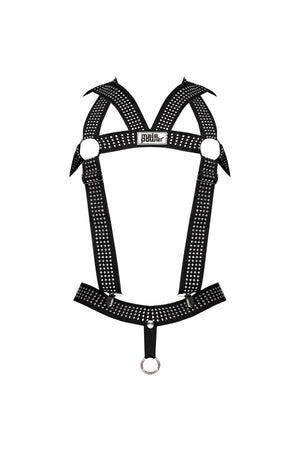 Male Power Elastic Harness with Open Penis Ring Black OS
