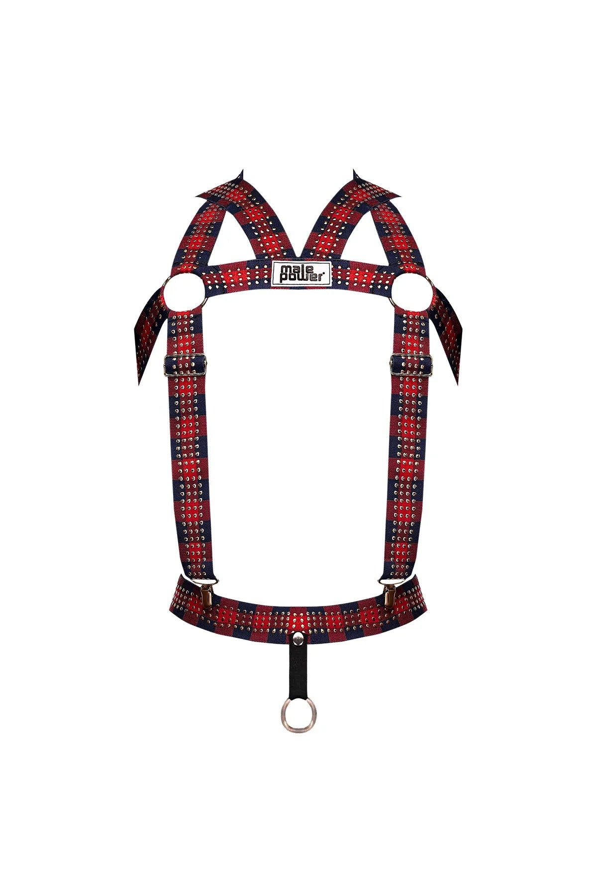 Male Power Elastic Harness with Open Penis Ring Red OS