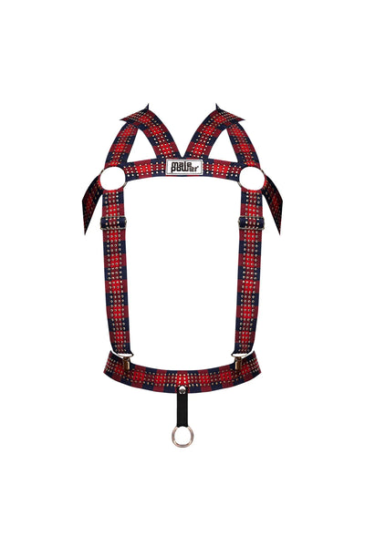 Male Power Elastic Harness with Open Penis Ring Red OS