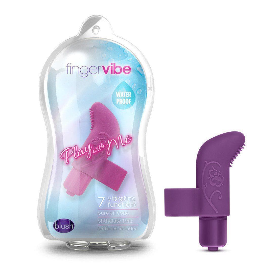 Play With Me Silicone 7 Function Finger Bullet Vibrator with Clitoral Stimulating Nubs - Romantic Blessings
