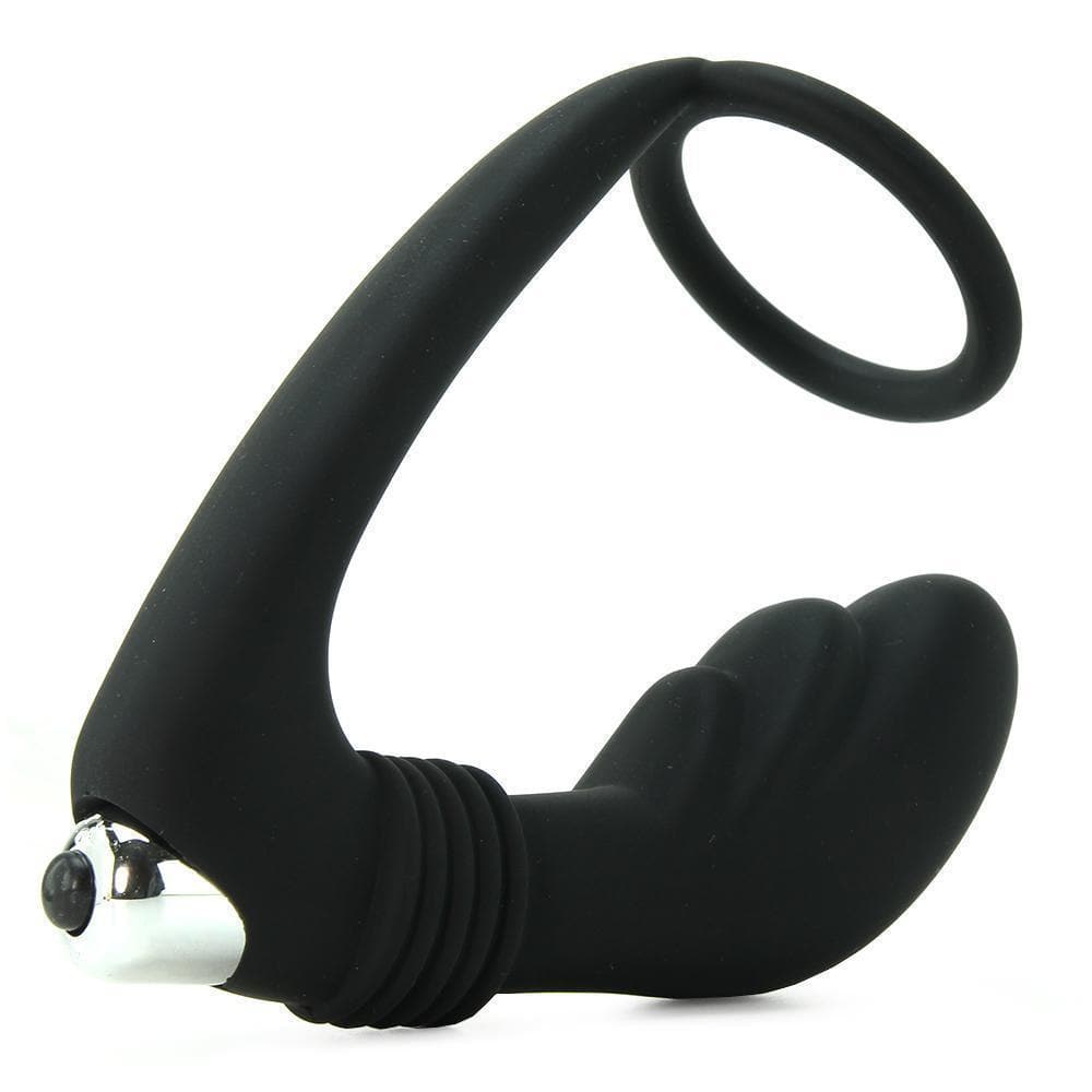 Prostatic Play Nova Vibrating Curved Prostate Massager & Penis Ring with Ribbed Stem - Romantic Blessings