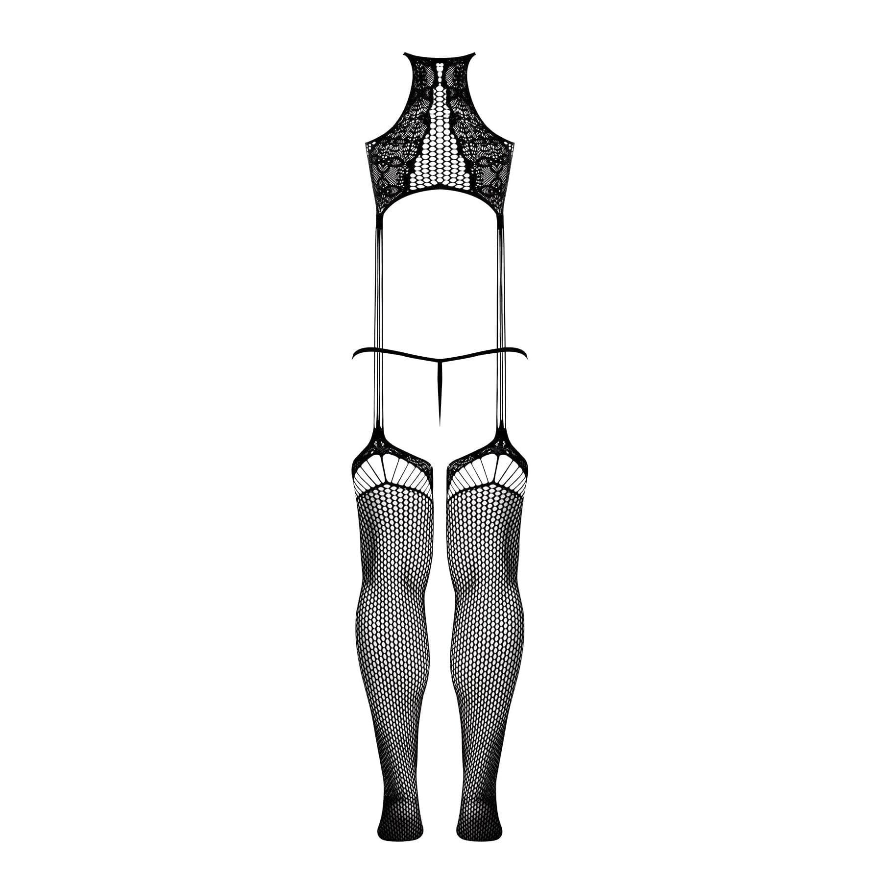 Magic Silk Seamless Gartered Bodysuit & G-String Black OS - Romantic Blessings