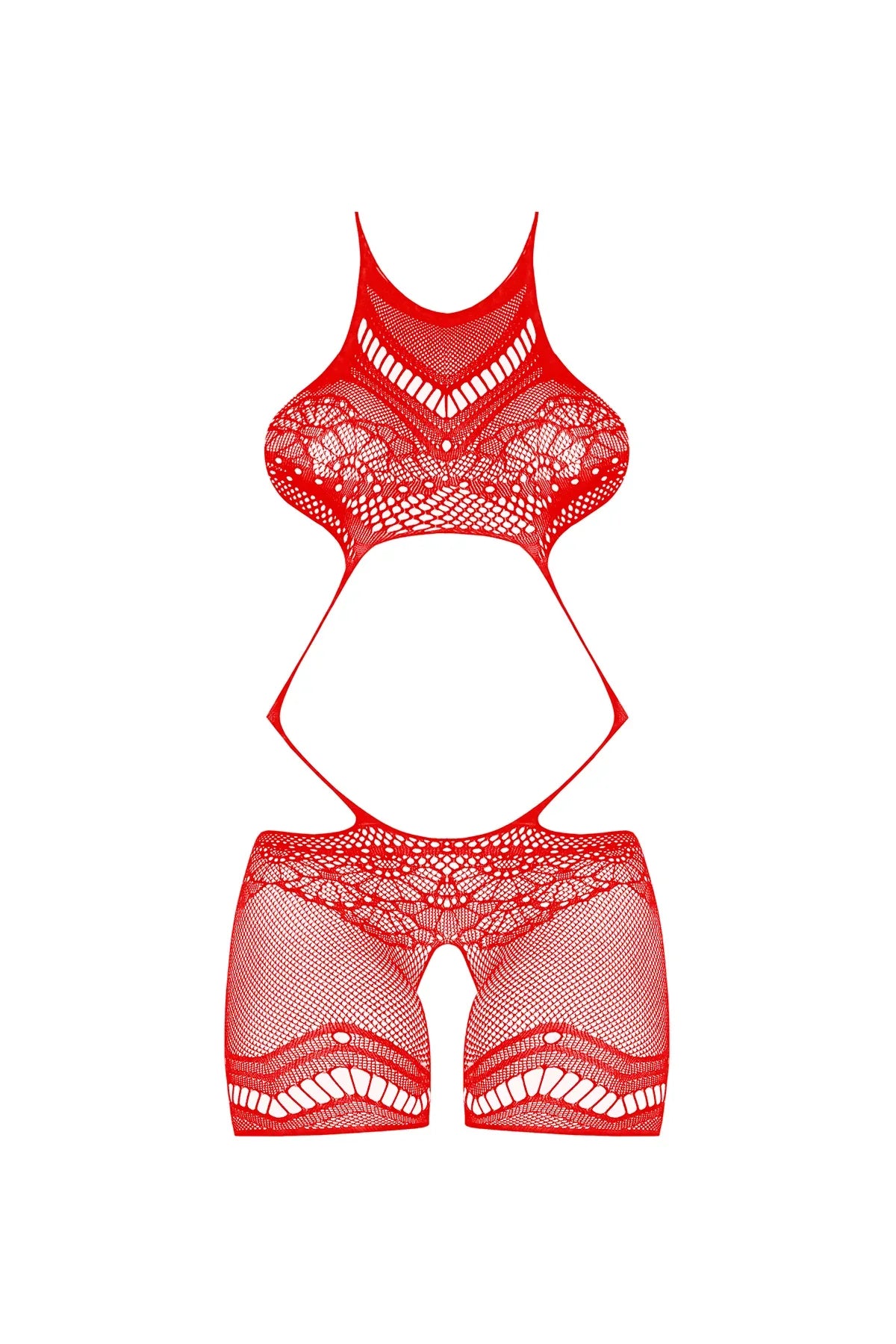 Magic Silk Seamless Crotchless Romper Red One Size