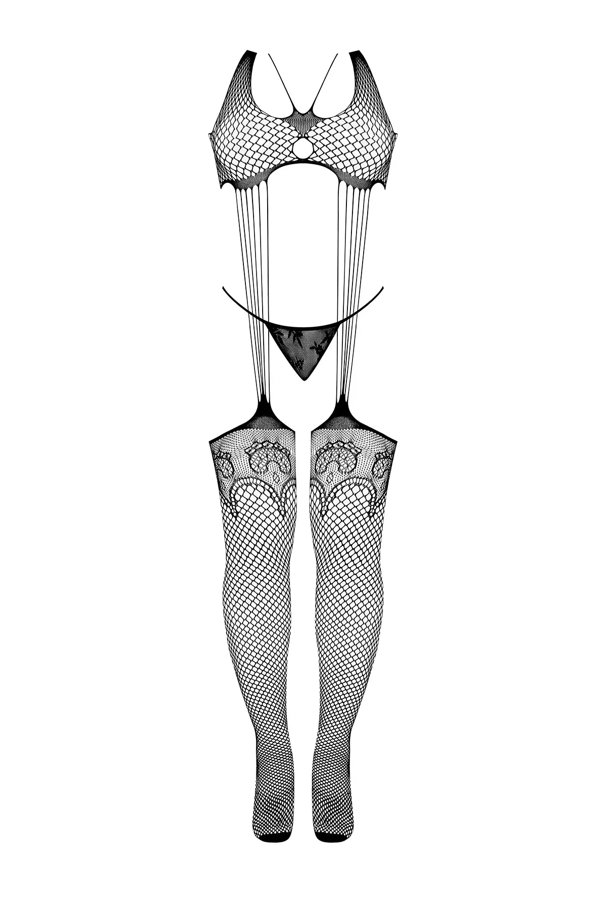 Magic Silk Seamless Bodystocking & G-String Panty Set Black One Size