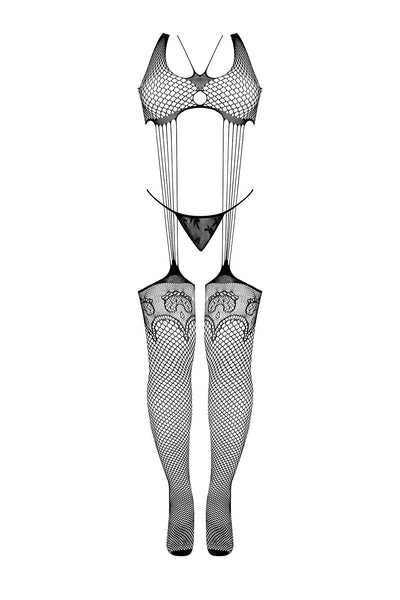 Magic Silk Seamless Bodystocking & G-String Panty Set Black One Size