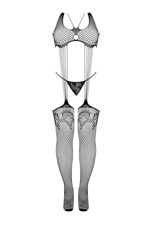 Magic Silk Seamless Bodystocking & G-String Panty Set Black One Size