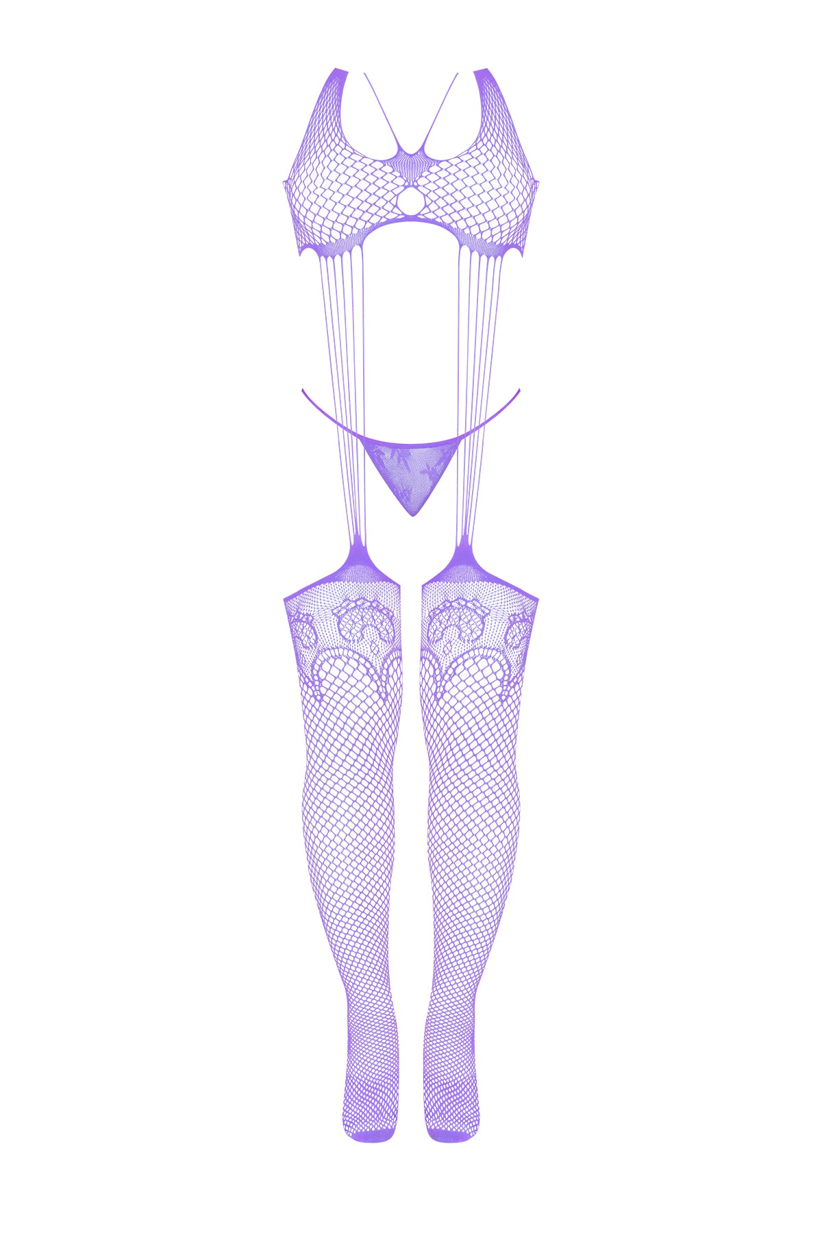 Magic Silk Seamless Bodystocking & G-String Panty Set Lavender One Size