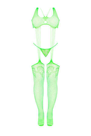 Magic Silk Seamless Bodystocking & G-String Panty Set Lime One Size