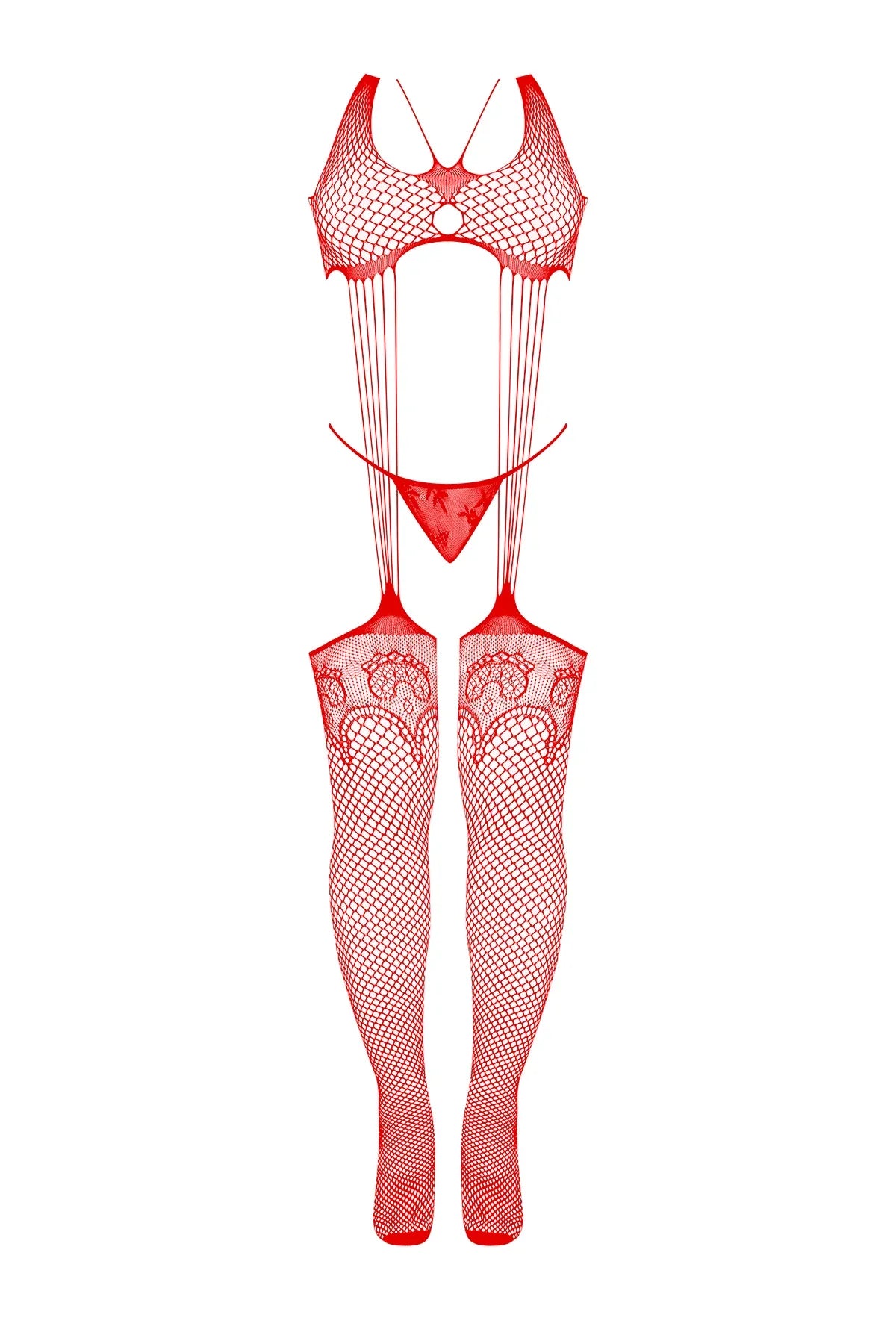 Magic Silk Seamless Bodystocking & G-String Panty Set Red One Size